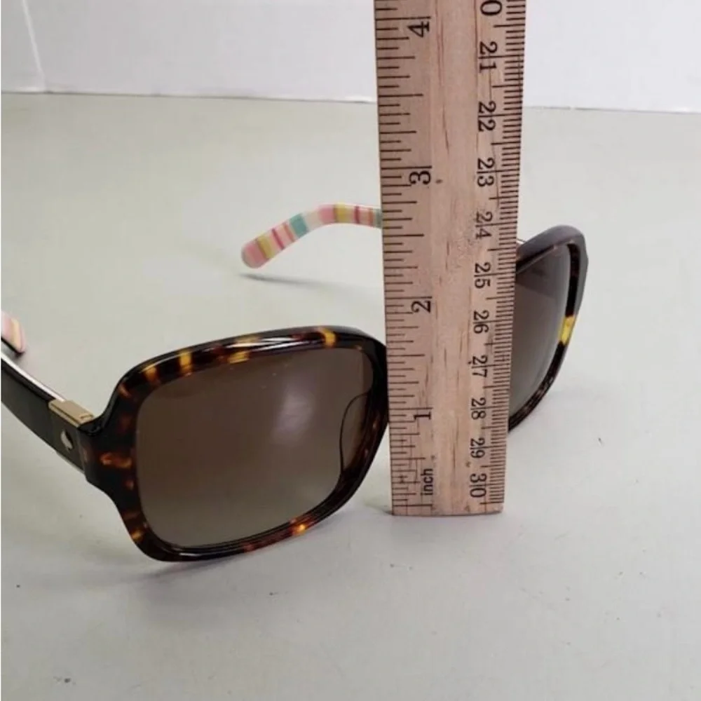 Kate Spade Sunglasses w/ Case Striped/ Dark Brown Tortoise Shell Frame